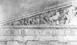 Dibujo del friso del Partenón. Jacques Carrey.
